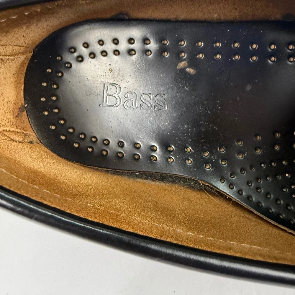 Bass Weejuns Levin Penny Loafers Mens 10 D Black Leather Classic Slip On Shoes